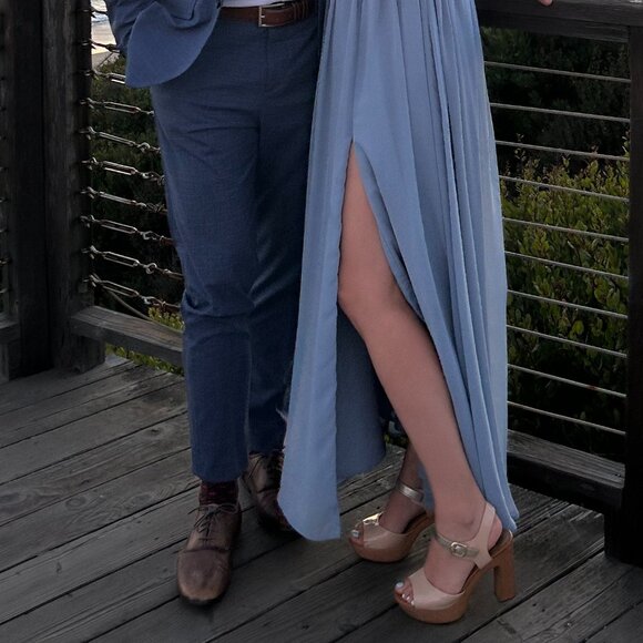 Azazie Long Blue Bridesmaid Dress – Size S – Elegant & Timeless - Picture 2 of 4